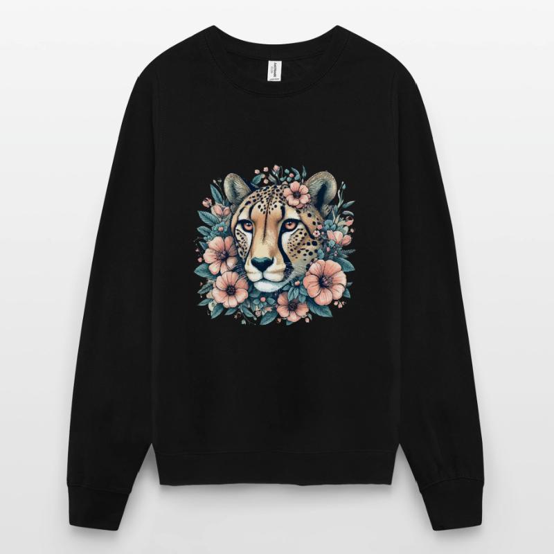 Guépard Fleurs de guépard Sweat-shirt Unisexe
