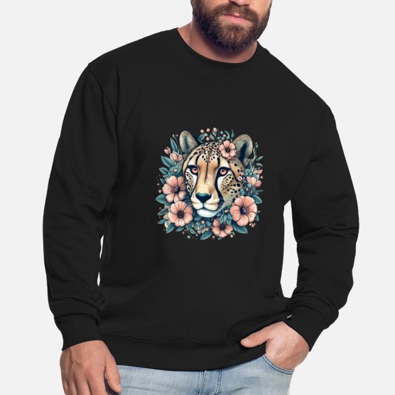 Guépard Fleurs de guépard Sweat-shirt Unisexe