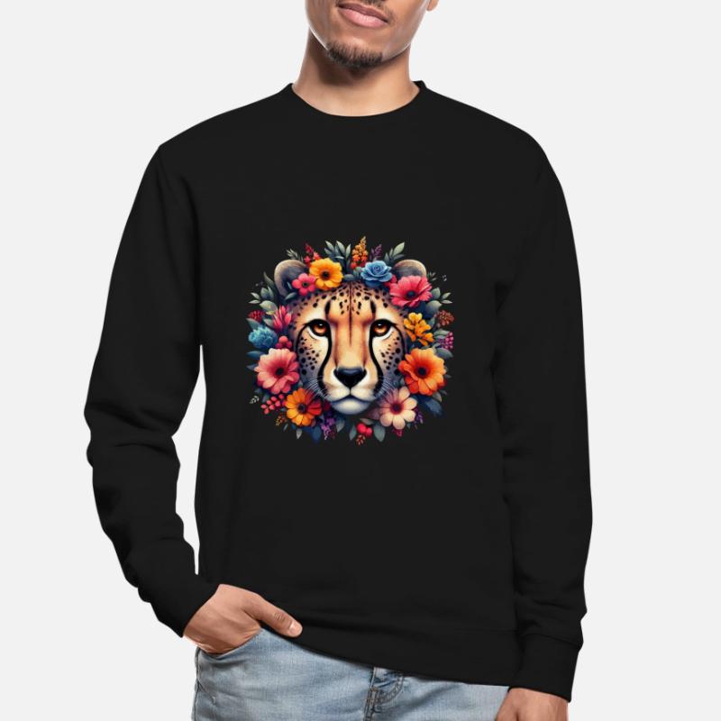 Guépard Fleurs de guépard Sweat-shirt Unisexe