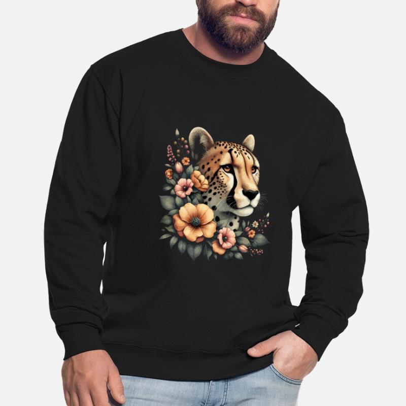 Guépard Fleurs de guépard Sweat-shirt Unisexe