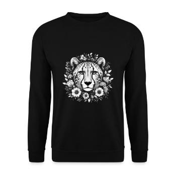 Guépard Fleurs de guépard - Sweat-shirt Unisexe - noir - Devant - Alina (178cm) & Michal (187cm)