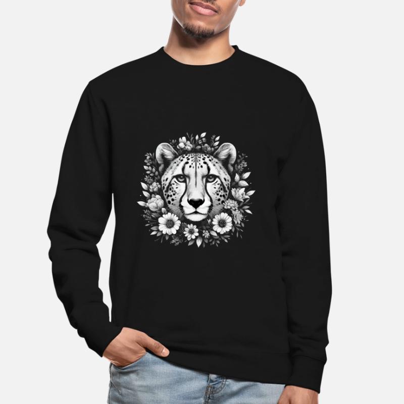 Guépard Fleurs de guépard Sweat-shirt Unisexe
