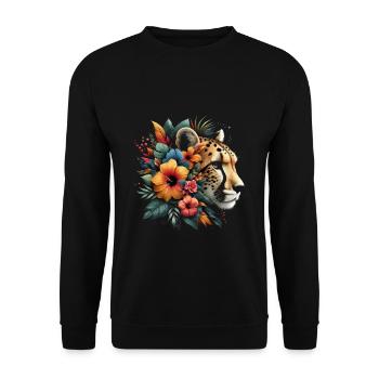 Guépard Fleurs de guépard - Sweat-shirt Unisexe - noir - Devant - Alina (178cm) & Michal (187cm)