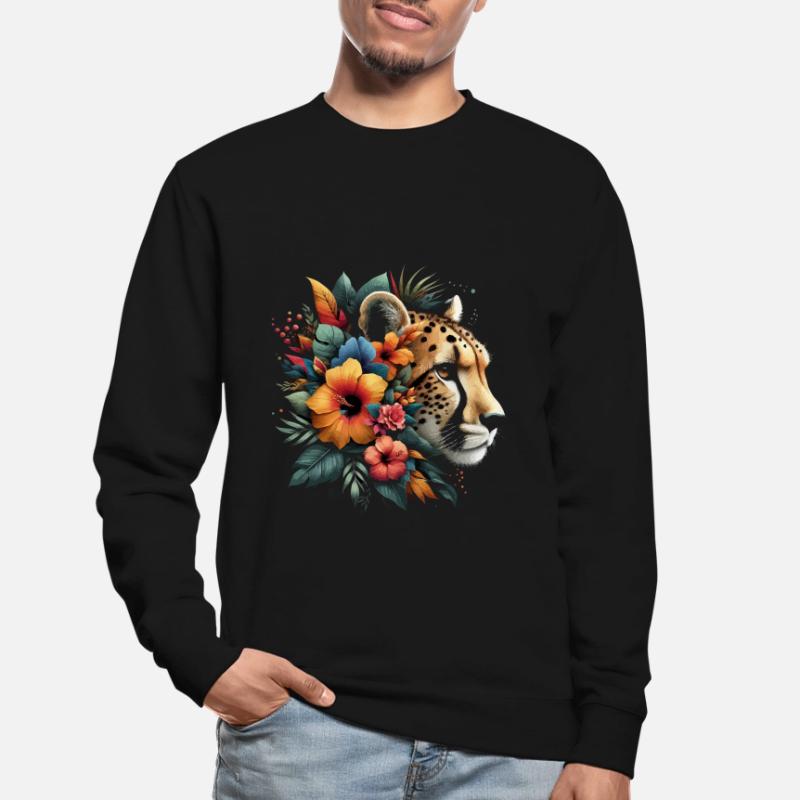 Guépard Fleurs de guépard Sweat-shirt Unisexe