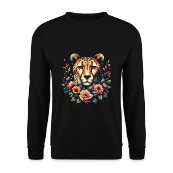 Guépard Fleurs de guépard - Sweat-shirt Unisexe - noir - Devant - Alina (178cm) & Michal (187cm)