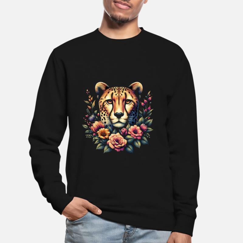 Guépard Fleurs de guépard Sweat-shirt Unisexe