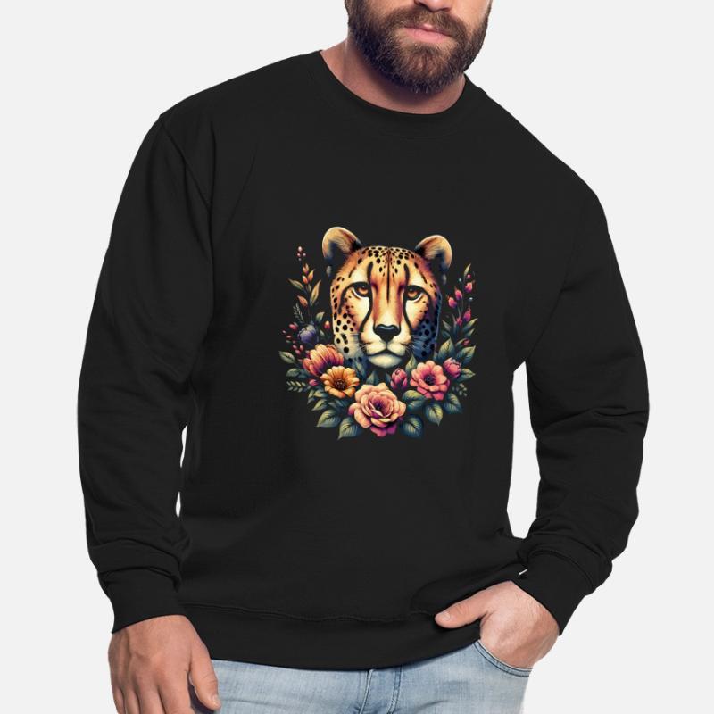 Guépard Fleurs de guépard Sweat-shirt Unisexe