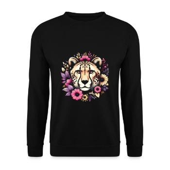 Cheetah Gepard - Unisex Pullover - Schwarz - Vorne - Alina (178cm) & Michal (187cm)