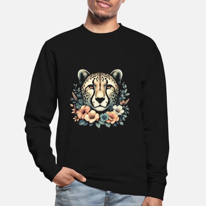 Guépard Fleurs de guépard Sweat-shirt Unisexe