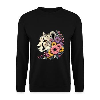 Guépard Fleurs de guépard - Sweat-shirt Unisexe - noir - Devant - Alina (178cm) & Michal (187cm)