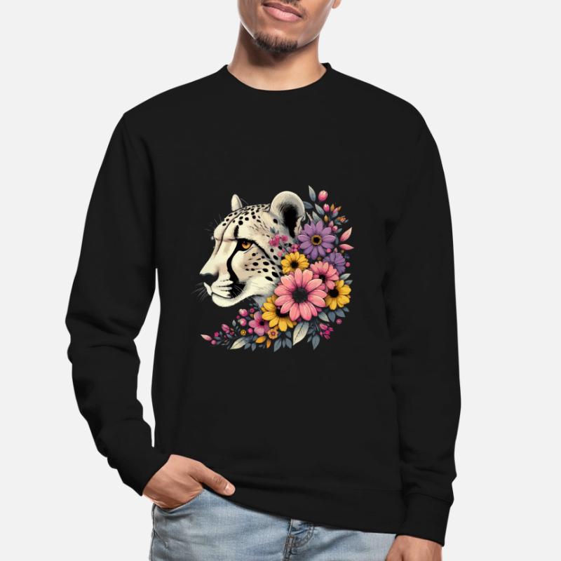 Guépard Fleurs de guépard Sweat-shirt Unisexe