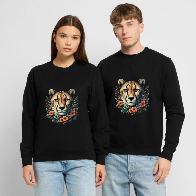 Guépard Fleurs de guépard Sweat-shirt Unisexe