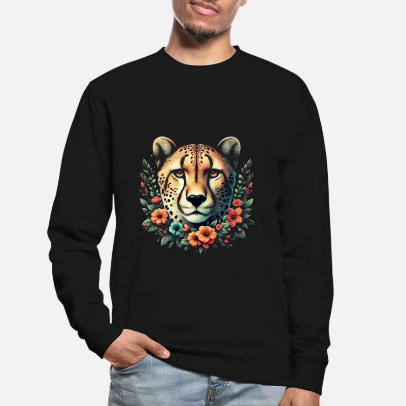 Guépard Fleurs de guépard Sweat-shirt Unisexe