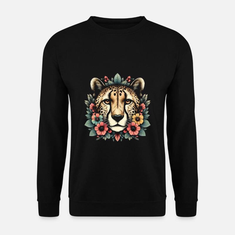 Cheetah Cheetah Flowers - Unisex Sweatshirt - black
