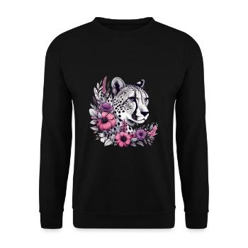 Cheetah Gepard - Unisex Pullover - Schwarz - Vorne - Alina (178cm) & Michal (187cm)