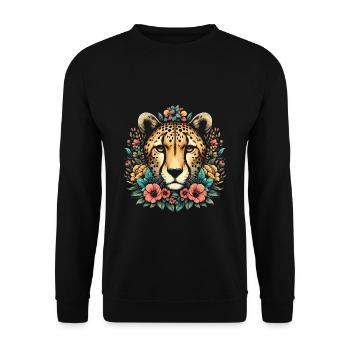 Guépard Fleurs de guépard - Sweat-shirt Unisexe - noir - Devant - Alina (178cm) & Michal (187cm)