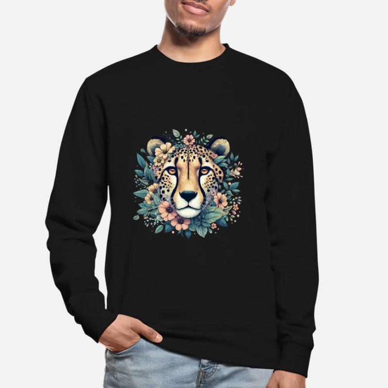 Guépard Fleurs de guépard Sweat-shirt Unisexe