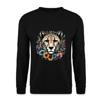 Guépard Fleurs de guépard - Sweat-shirt Unisexe - noir - Devant - Alina (178cm) & Michal (187cm)