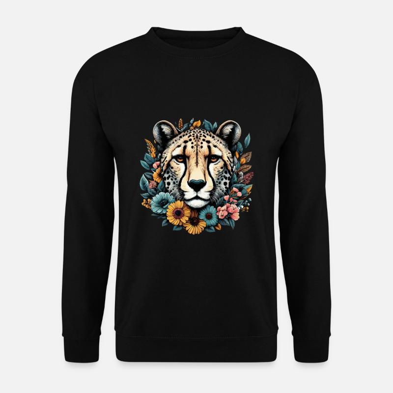 Guépard Fleurs de guépard - Sweat-shirt Unisexe - noir