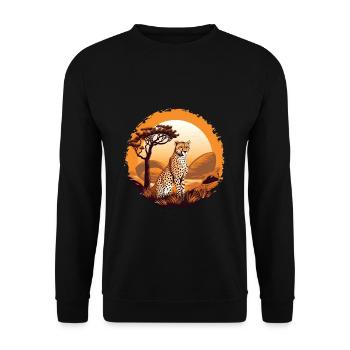 Gepard Cheetah - Unisex Pullover - Schwarz - Vorne - Alina (178cm) & Michal (187cm)