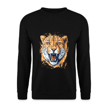 Cheetah Gepard - Unisex Pullover - Schwarz - Vorne - Alina (178cm) & Michal (187cm)