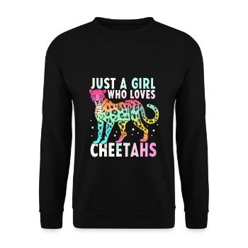 Juste une fille qui aime les guépards Gepard - Sweat-shirt Unisexe - noir - Devant - Alina (178cm) & Michal (187cm)