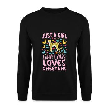 Juste une fille qui aime les guépards Gepard - Sweat-shirt Unisexe - noir - Devant - Alina (178cm) & Michal (187cm)