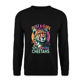 Juste une fille qui aime les guépards Gepard - Sweat-shirt Unisexe - noir - Devant - Alina (178cm) & Michal (187cm)