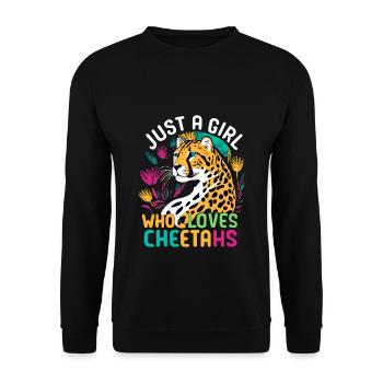 Juste une fille qui aime les guépards Gepard - Sweat-shirt Unisexe - noir - Devant - Alina (178cm) & Michal (187cm)