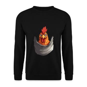 Chicken In Pocket - Unisex Pullover - Schwarz - Vorne - Alina (178cm) & Michal (187cm)