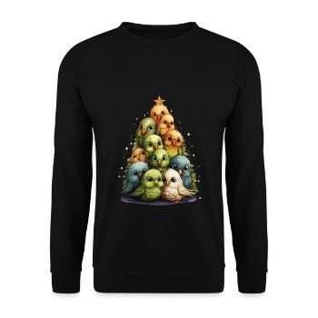 Budgie Parakeet Christmas Tree - Unisex Sweatshirt - black - Front - Alina (178cm) & Michal (187cm)