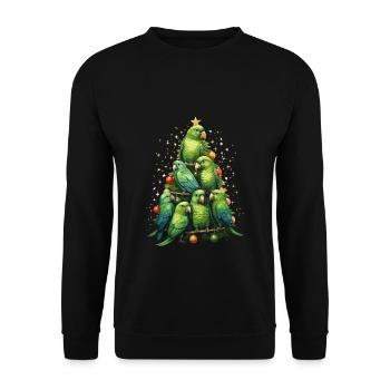 Budgie Parakeet Christmas Tree - Unisex Sweatshirt - black - Front - Alina (178cm) & Michal (187cm)