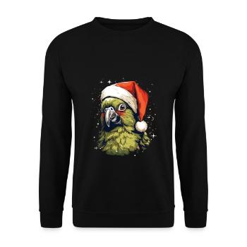 Budgie Parakeet Christmas Santa Hat - Unisex Sweatshirt - black - Front - Alina (178cm) & Michal (187cm)