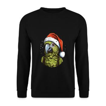 Budgie Parakeet Christmas Santa Hat - Unisex Sweatshirt - black - Front - Alina (178cm) & Michal (187cm)