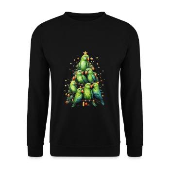 Budgie Parakeet Christmas Tree - Unisex Sweatshirt - black - Front - Alina (178cm) & Michal (187cm)