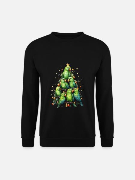 Wellensittich Sittich Weihnachtsbaum - Unisex Pullover - Schwarz