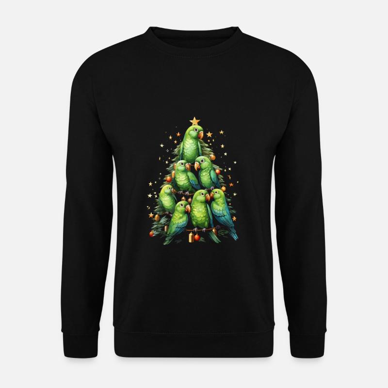 Budgie Parakeet Christmas Tree - Unisex Sweatshirt - black