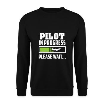 Zukünftiger Pilot - Lädt - Bitte warten - Geschenk - Unisex Pullover - Schwarz - Vorne - Alina (178cm) & Michal (187cm)