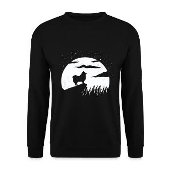 Finnischer Lapphund und Berghund - Unisex Pullover - Schwarz - Vorne - Alina (178cm) & Michal (187cm)