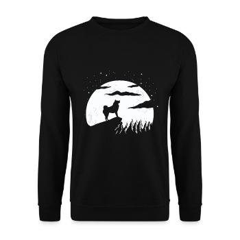 Finnischer Spitz und Berg - Unisex Pullover - Schwarz - Vorne - Alina (178cm) & Michal (187cm)