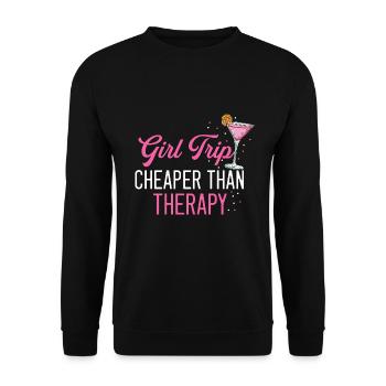 Girls' trip Cheaper than a therapy Sommerurla - Unisex Sweatshirt - black - Front - Alina (178cm) & Michal (187cm)