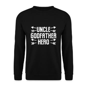 Uncle Godfather Hero - Unisex Pullover - Schwarz - Vorne - Alina (178cm) & Michal (187cm)