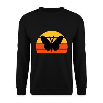 Schmetterling vor einer Halbsonne - Unisex Pullover - Schwarz - Vorne - Alina (178cm) & Michal (187cm)