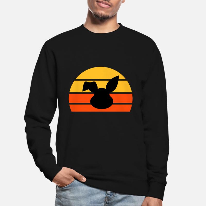 Tête de lapin avec oreille pliée devant un demi-soleil Sweat-shirt Unisexe