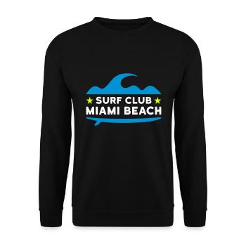 Surf club, Miami beach (vague, étoiles, planche de surf) - Sweat-shirt Unisexe - noir - Devant - Alina (178cm) & Michal (187cm)