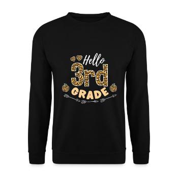 Hello 3rd Grade Leopard Teacher - Unisex Sweatshirt - black - Front - Alina (178cm) & Michal (187cm)