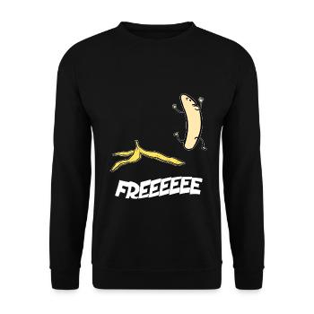 Freiheit Humor Banane Mann Frau - Unisex Pullover - Schwarz - Vorne - Alina (178cm) & Michal (187cm)