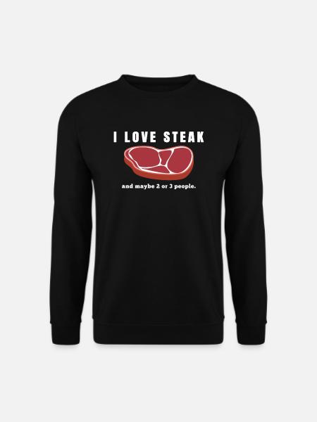 I love Steak BBQ Fleischliebhaber & Fleischfresser - Unisex Pullover - Schwarz