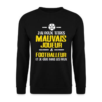 mauvais joueur footballeur cadeau drôle football - Sweat-shirt Unisexe - noir - Devant - Alina (178cm) & Michal (187cm)