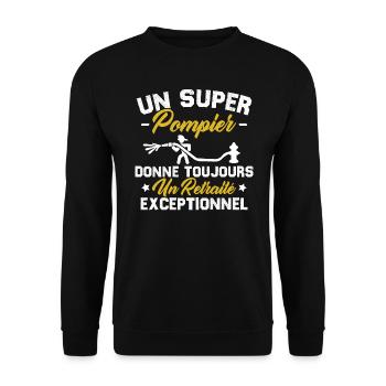 Super pompier donne toujours retraité exceptionnel - Sweat-shirt Unisexe - noir - Devant - Alina (178cm) & Michal (187cm)